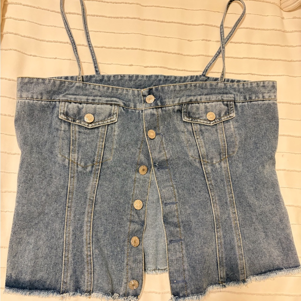 Denim Button-Up Corset Top